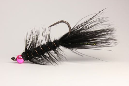 Black Hothead Wooly Bugger (pink)